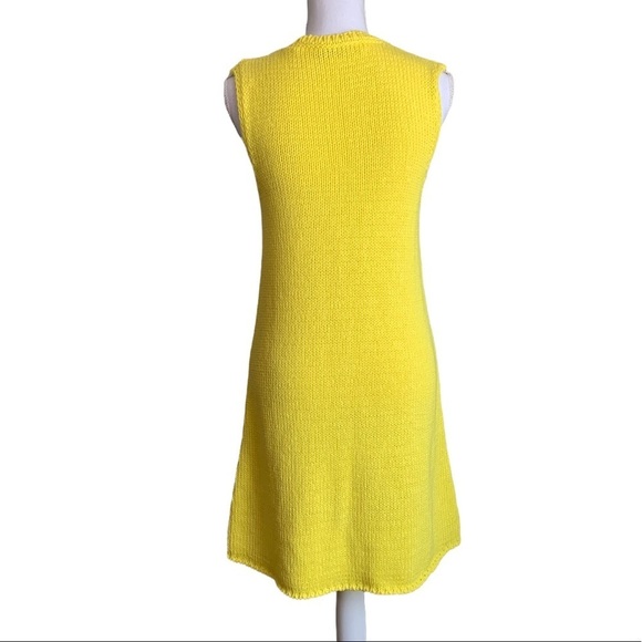 Zara 100% Cotton Yellow Knit Mini Dress Size Medium - Picture 5 of 17